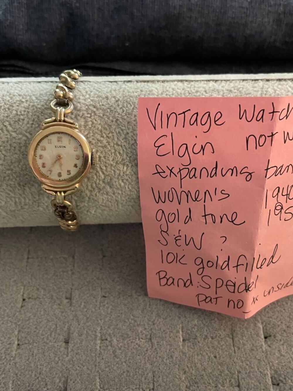 Vintage Gold Watch Elgin 1940s Deco Mid Century 10k Gold Filled Not Working - Picture 12 of 15